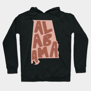 Alabama Doodle Letters Map Outline- crimson/red Hoodie